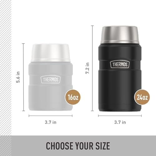 THERMOS Stainless King Vacuum-Insulated Food Jar, 24 Ounce, Matte Black