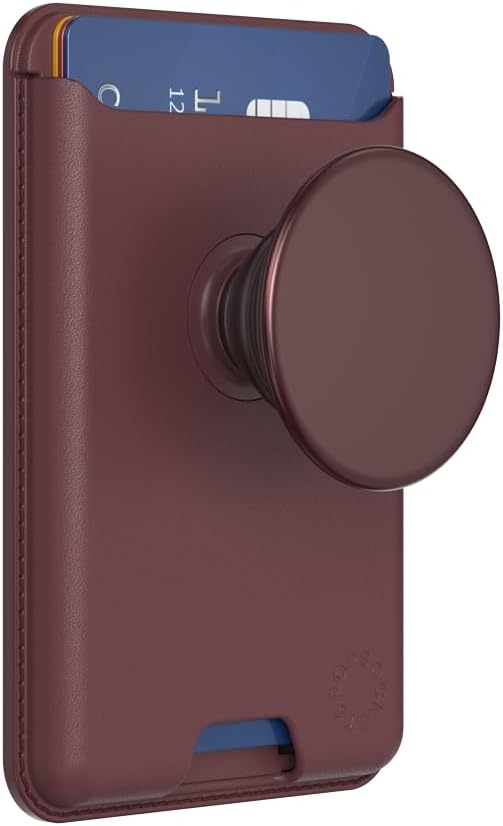 PopSockets Phone Wallet for MagSafe with Grip- Oxblood | PopWallet, Holds 3 Cards, Magnetic, Removable, Secure, Burgundy, Maroon, Summer Spring