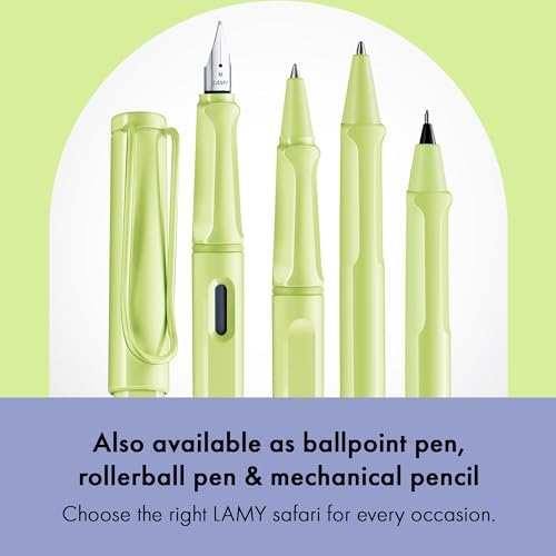 LAMY safari springgreen - Fountain Pen with ergonomic grip & polished Left-Handed steel nib (LH) in size M - ideal for any Writing & Calligraphy - including LAMY T 10 blue cartridge