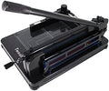 Heavy Duty Guillotine Paper Cutter - 400 Sheets Capacity, A4 12" Stack Paper Trimmer, Steel Base, Black