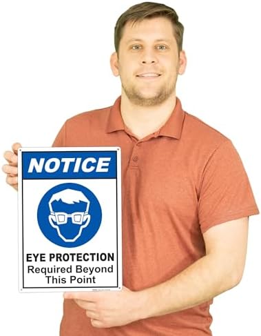Brimar - 10" x 14" - Eye Protection Required Sign - .055″ Polyethylene Plastic - High Visibility - Easy Installation