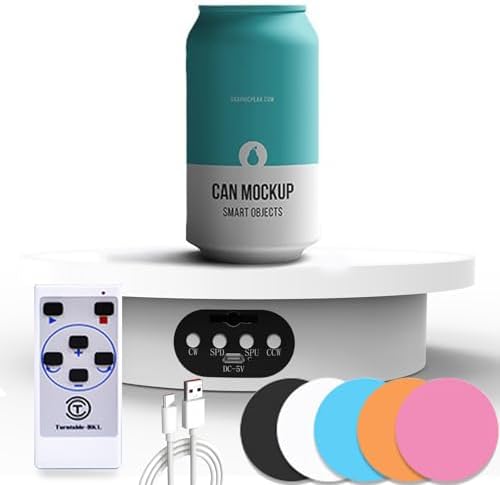 YVV Motorized Rotating Display Stand for Epoxy Glitter Tumbler, 360° Cup Turner Electric Turntable for Products Photography, Adjustable Speed and Direction Bling Bling Tumbler Making Supplies Spinner