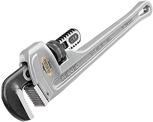 RIDGID 31095 Model 814 Aluminum Straight 14" Plumbing Pipe Wrench, Silver, Made in the USA