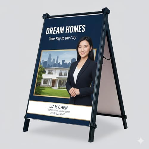 24”x36" Premium Heavy-Duty A-Frame Sign Stand – Holds 2 Insert Boards + 1 Hanging Sign | Weatherproof Sidewalk Sign Holder for Business, Real Estate, Restaurants & Events (STAND ONLY) (1)