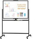 Rolling Dry Erase Whiteboard Stand, 48" x 36" White Board on Wheels Black