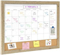 Dry Erase Calendar Whiteboard for Wall, Small Combination Magnetic Dry Erase White Board & Bulletin Board, 13" x 17" Rustic Brown Frame Calendar/Cork Combo Board(RB-3343)