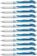 Pentel EnerGel Pearl Retractable Liquid Gel Pen, (0.7mm) Metal Tip, Medium Line, Sky Blue Accent, Sky Blue Ink, 12 pack (BL77PW-S)