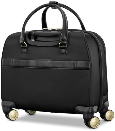 Samsonite Mobile Solutions 2 Spinner Mobile Office - Carry-On Rolling Laptop Bag with USB Pass-Through, Padded Laptop & Tablet Sleeves, File Organizer, Smooth Spinner Wheels, StackIt™ Strap - Black