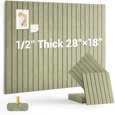 28" x 18" Felt Bulletin Board Tiles 1/2" Thick, Sage Green