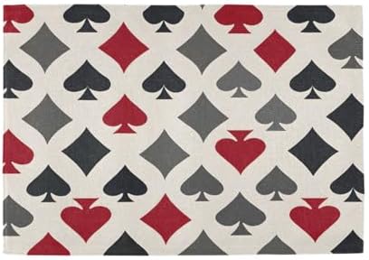 ALAZA Playing Card Suits in Red Black Pattern 1 PC Placemats Rectangle Table Mat for Dining Table Restaurant Kitchen Home Decor, 12" x 18"