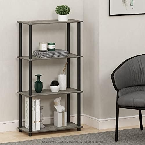 Furinno Turn-N-Tube Toolless 4-Tier Storage Shelves, French Oak