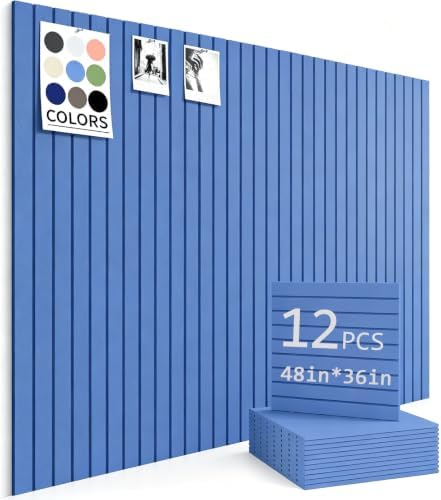 48" x 36" Cork Board Alternative, 12 Pack Felt Bulletin Board Tiles with 30 Adhesive Tabs Wall Push Pin Board for Office Classroom Bedroom Decor