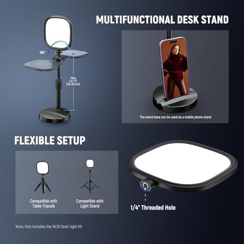 NEEWER Basics 5" Full Screen LED Ring Light with Stand for Desk Video Calls, CRI95, 10W Bi Color Edge Lit Zoom Conference Lighting for Computer Laptop Webcam Phone Streaming Recording, NL10