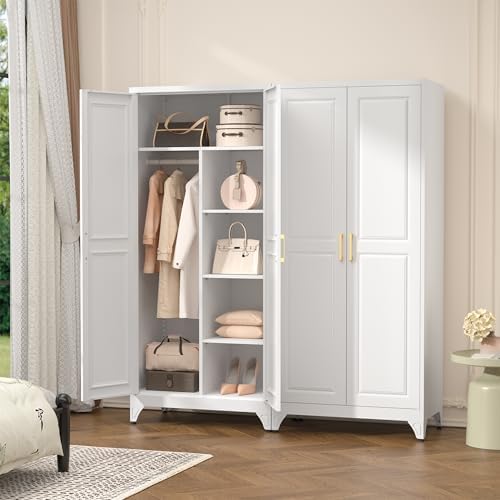 Polup Metal Armoire Wardrobe Closet, 71" Tall Wardrobe Cabinet with 2 Doors
