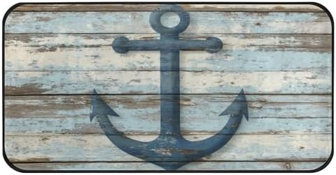 Aslsiy Retro Wooden Board Anchor Kitchen Rug Sea Ocean Kitchen Mat Area Rug Marine Nautical Floor Mat Welcome Non Slip Rug for Kitchen Home Decor 39" X 20"