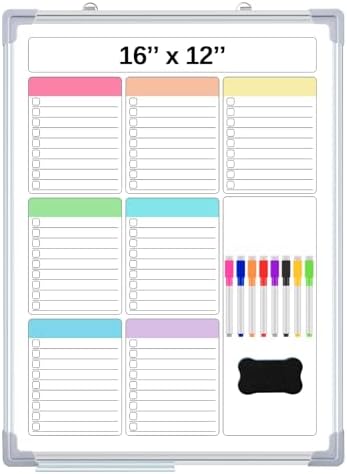 Lincia 16" x 12" Magnetic to Do List Whiteboard, Weekly Planner, Pleochroic