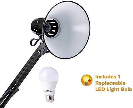 Bostitch Office VLF100F Swing Arm Metal Floor Lamp, Multi-Joint Adjustment, Includes Replaceable LED Bulb (VLF), Black, Floor 72" Tall (Pack of 2)