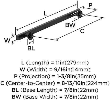 Amerock 8-13/16" Everett Matte Black Drawer Pull