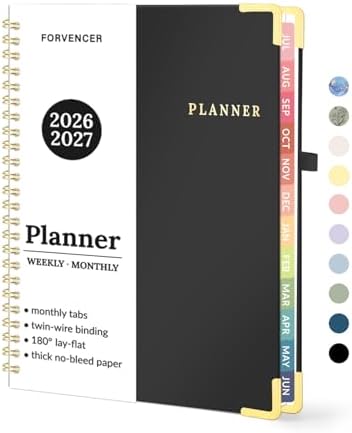 Forvencer Academic Planner 2026-2027, Weekly & Monthly Hardcover Planner A5