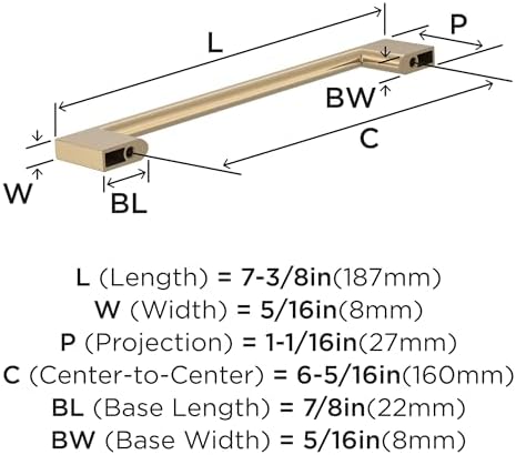 Amerock 10BX37133CZ | Champagne Bronze Cabinet Pull | 6-5/16 inch (160mm) Center-to-Center | 30 Pack | Cityscape | Furniture Hardware