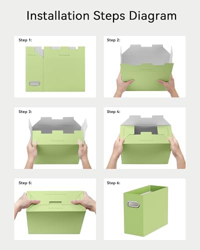 Oterri Portable Collapsible Cardboard File Box with Handle for Letter-Size | 4-Pack. Stainless Steel Handle. Label Stickers Included. Fits Letter Folders (Not Included). Home, Office, School, Dorm, Tax.