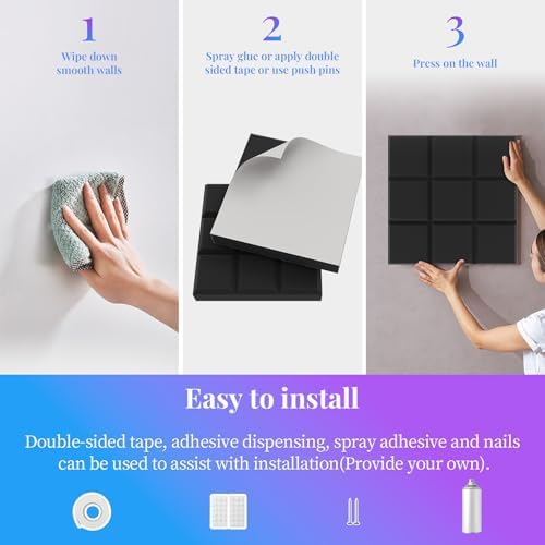 JBER 24 Pack Acoustic Foam Panels, 9 Blocks Studio Foam Sound Insulation