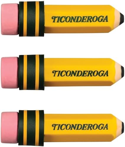 TICONDEROGA Erasers, Pencil Shaped, Yellow, 36-Pack (38936)