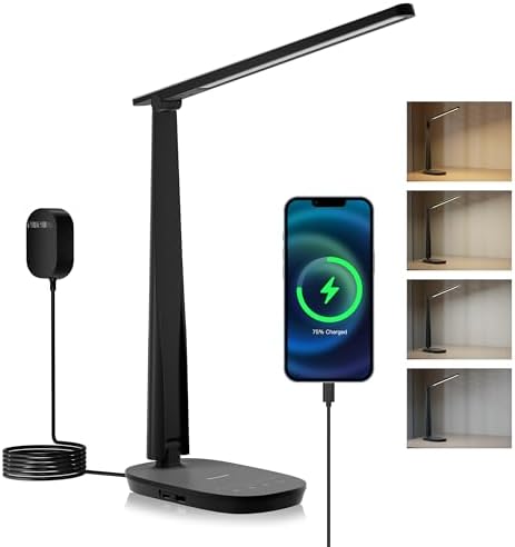 Honeywell HWT-H2 LED Desk Lamp, Eye-Caring Full Spectrum, USB Charging