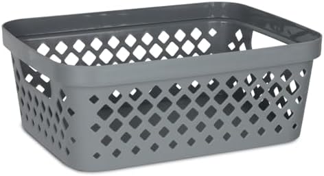 Glad Plastic Storage Basket Set, Value Pack of 6 | Open Storage Bins for Shelves, Bathroom, Pantry, Closet | Nesting Organizer Boxes with Handles, 2 Gallon, Grey