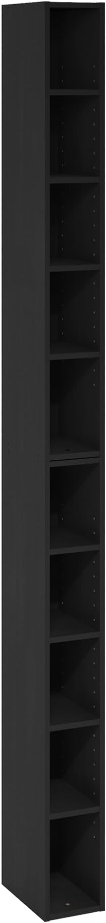 Furinno Fulda Book Shelf, 10-Tier Bookshelf, Space Saving Storage Shelf Bookcase, 9.2 x 5.9 x 78.7, for Living Room, Bedroom, Home Office, Blackwood