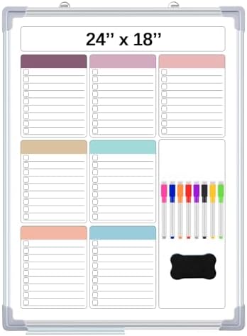 Lincia 24" x 18" Magnetic to Do List Whiteboard, Weekly Planner, Soft