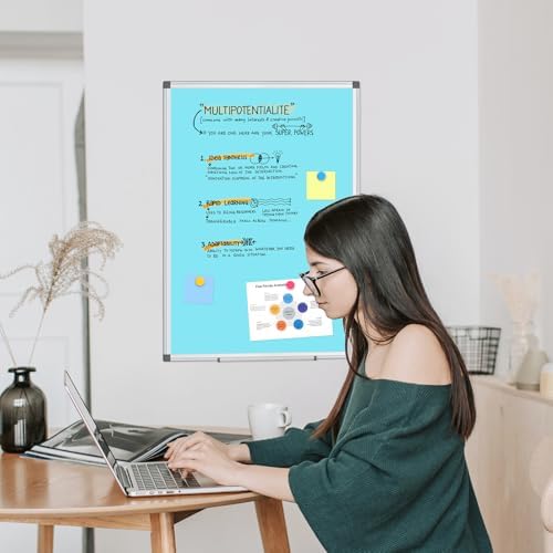 Double-Sided White Board Dry Erase Magnetic Whiteboard Wall 36x24 Blue