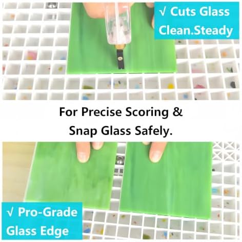 Stained Glass Cutting Mat with Tray, Grid Cutting Mat for Mosaic and Stained Glass Pieces Scoring and Snapping (White, 2-Layer, Size 16" x 12")