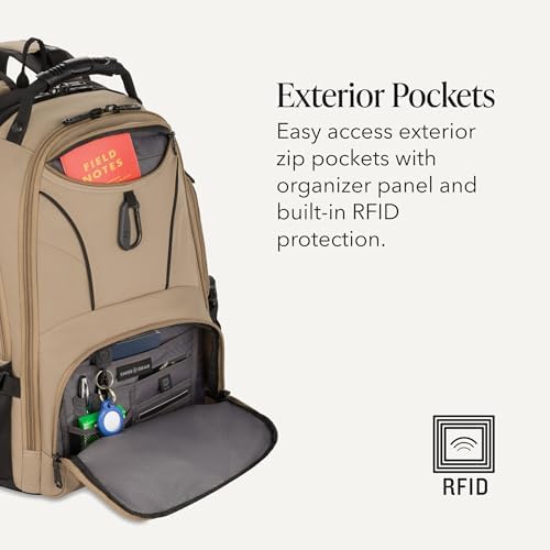 SWISSGEAR 1900 ScanSmart Laptop Backpack, Fits Most 17-Inch Laptops, TSA-Friendly Lay-Flat Design, RFID Protection, and Tablet Pocket, Black, 31L, 18.5-Inch