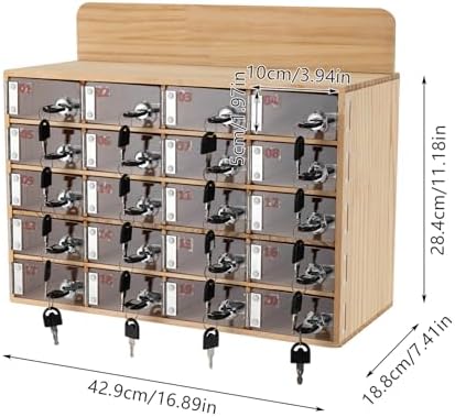 Cell Phone Locker Box,20 Slots Cell Phone Storage Locker, Clear Acrylic Storage Cabinet with Lock for School Factory Office