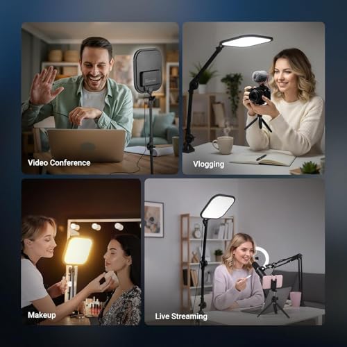 NEEWER Basics 10.8" Video Conference Lighting with Desk Clamp Stand, 15W Bi Color Edge Lit Full Screen Dimmable Streaming Light CRI95+ for Video Recording Computer Laptop Webcam Zoom Calls, L220