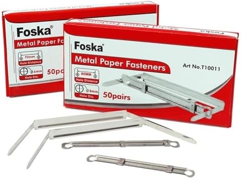 Pack of 50 Metal Paper Fasteners - Binding