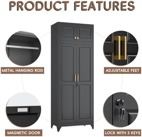 SteeLoong Armoire Wardrobe Closet,86" H Wardrobe Cabinet with Locking Doors