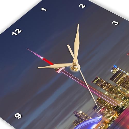 3dRose Wall Clock Silent - 10 inch - City Skyline at Dusk. Toronto, Ontario, Canada - Cityscapes