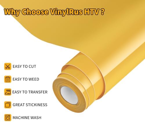 VinylRus Heat Transfer Vinyl, Yellow, 12" x 20ft