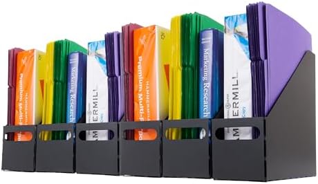 IRIS USA 6-Pack Magazine Holder Organizer, Black | Organize classroom papers, folders and reading materials with compact storage for teachers, schools and educators