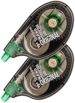 Tombow 68627 MONO Correction Tape, Non-refillable, White, 1/6" x 394", 2 Count (Pack of 1)