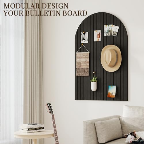 JBER Large Arched Felt Bulletin Board 36" x 24", 6 Pack, Black