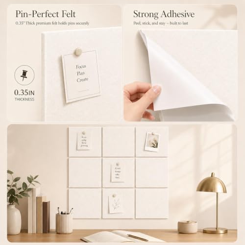Felt Bulletin Board Tiles, Large Cork Board Alternative,24 x 36 in