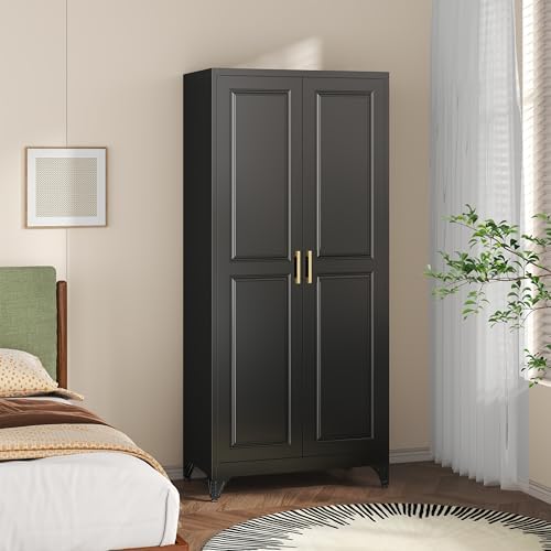 SteeLoong Metal Wardrobe Cabinet,Armoire Wardrobe Closet with Hanging Rod