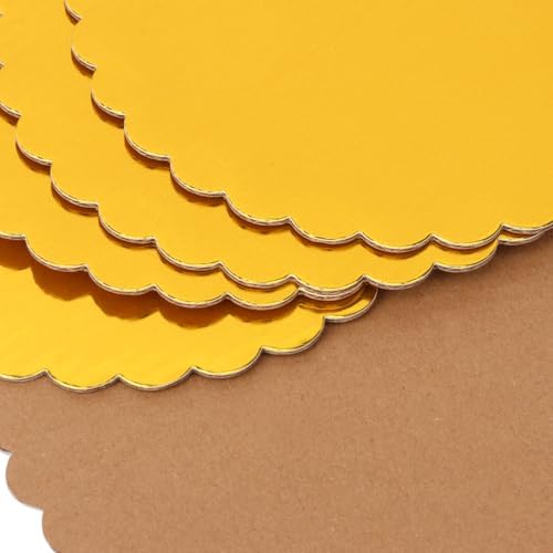 130 Pack 6 Inch Gold Cake Boards, Rounds Cake Cardboard, Flower Edge Cake Base, Disposable Round Cake Board for Wedding, Party, Anniversaries, Birthday Decor