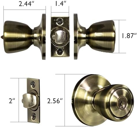 Design House Terrace Keyed Entry Door Knob, Antique Brass