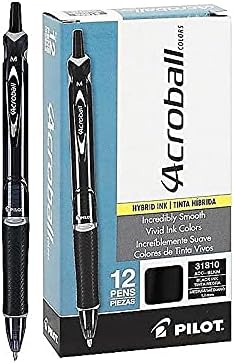 PILOT Acroball Colors Advanced Ink Pens, Black Ink, 1.0mm, 12-Count