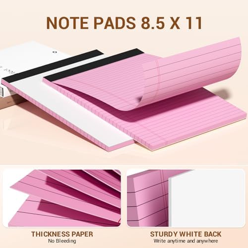 12 Pack Pink Legal Pads 8.5 x 11 Note Pads Wide Ruled Notepads Writing Pad