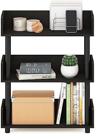 Furinno Turn-N-Tube 4-Tier Black Storage Shelves with Side Panels, Book Shelf, Display Shelf, for Organization and Storage, Living Room, Home Office, Black Espresso